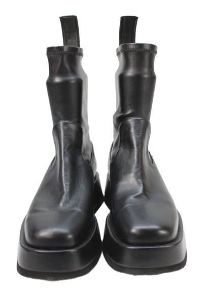 Gia/rhw Womens Leather Slip On Platform Heels Ankle Boots Shoes Black Size 8