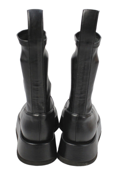 Gia/rhw Womens Leather Slip On Platform Heels Ankle Boots Shoes Black Size 8