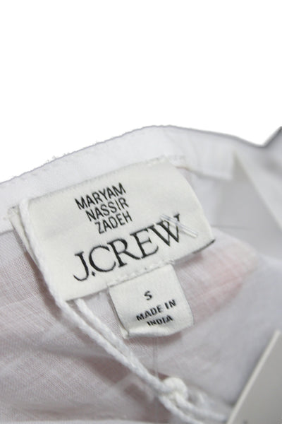 J Crew Womens Cropped Blouse White Square Neck Short Sleeve Ramie Size S