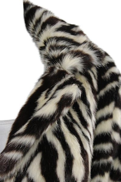 Designer Womens Multicolor Animal Print Overcoat Tie Modacrylic Size M