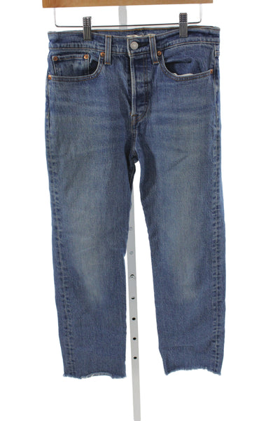 Levi's Women Blue Cotton High Rise Straight Jeans Size 27