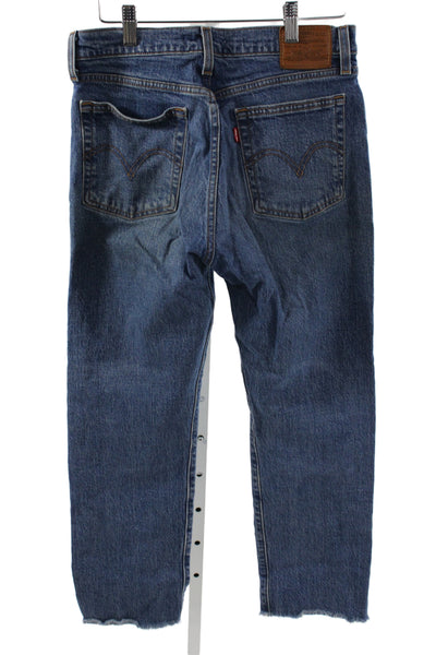 Levi's Women Blue Cotton High Rise Straight Jeans Size 27