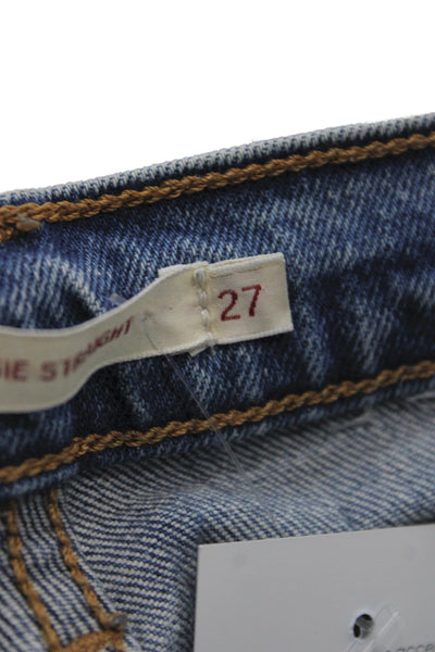 Levi's Women Blue Cotton High Rise Straight Jeans Size 27