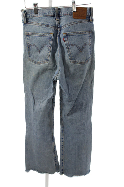 Levi's Womens Cropped High Rise Blue Cotton Jeans Inseam 28 Size 26