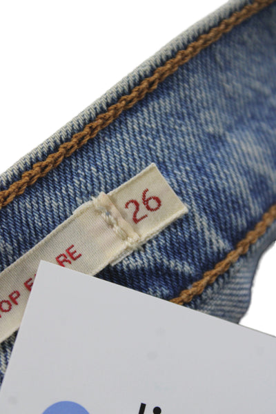 Levi's Womens Cropped High Rise Blue Cotton Jeans Inseam 28 Size 26