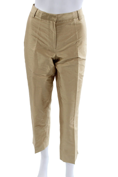 Brooks Brothers Women 100% Silk Dress Pants Beige Zip 27in Size 6