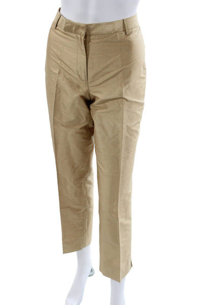 Brooks Brothers Women 100% Silk Dress Pants Beige Zip 27in Size 6