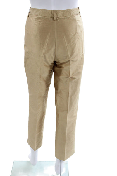 Brooks Brothers Women 100% Silk Dress Pants Beige Zip 27in Size 6