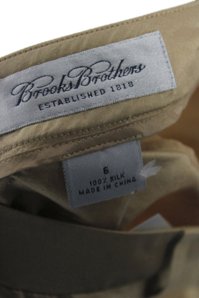 Brooks Brothers Women 100% Silk Dress Pants Beige Zip 27in Size 6