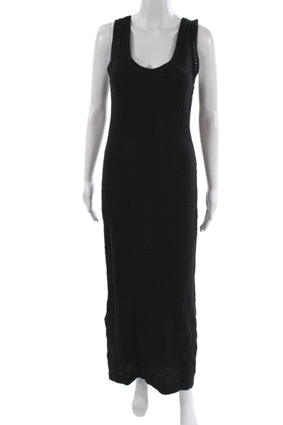 Peruvian Connection Women Maxi Dress Black Pima Cotton Size M