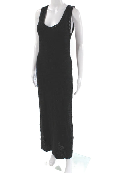 Peruvian Connection Women Maxi Dress Black Pima Cotton Size M
