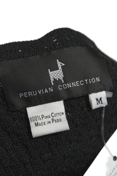 Peruvian Connection Women Maxi Dress Black Pima Cotton Size M
