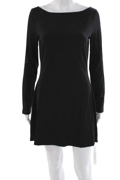 Reformation Womens Mini Dress Black Long Sleeve Boat Neck Size M