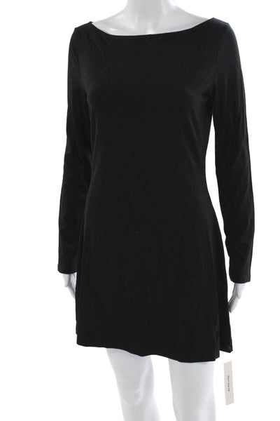 Reformation Womens Mini Dress Black Long Sleeve Boat Neck Size M