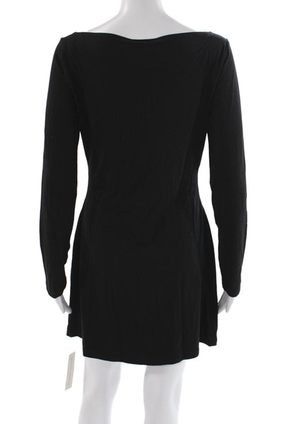 Reformation Womens Mini Dress Black Long Sleeve Boat Neck Size M