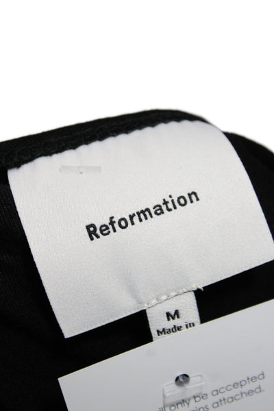 Reformation Womens Mini Dress Black Long Sleeve Boat Neck Size M