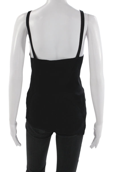 MNG Women Black V-Neck Sleeveless Camisole Viscose Size L