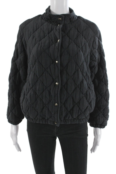 Bella Dahl Girls Black Argyle Bomber Jacket Snap Closure Cotton Blend Size 14