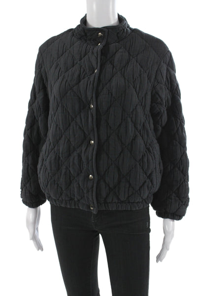 Bella Dahl Girls Black Argyle Bomber Jacket Snap Closure Cotton Blend Size 14