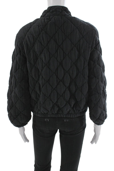 Bella Dahl Girls Black Argyle Bomber Jacket Snap Closure Cotton Blend Size 14