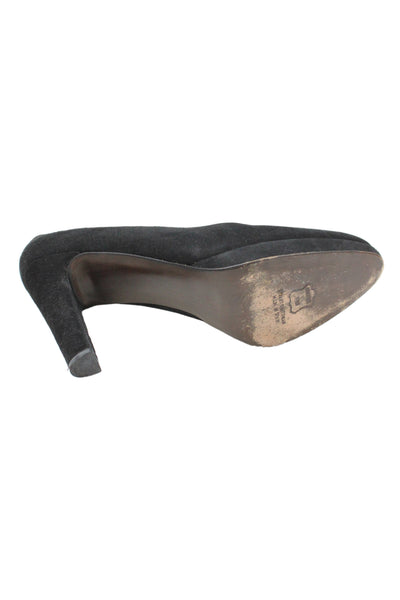 Stuart Weitzman Womens Suede Platform Round Toe Block Heels Pumps Black Size 8