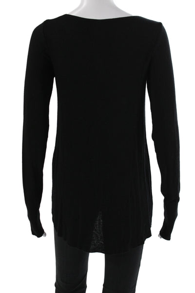 Bailey 44 Women Black Tunic Long Sleeve Round Neck Polyurethane Size M