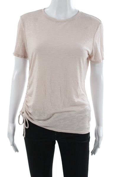 Michael Stars Women Basic Beige T-Shirt Crew Neck Short Sleeve Size One Size