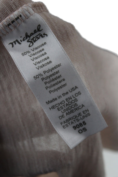 Michael Stars Women Basic Beige T-Shirt Crew Neck Short Sleeve Size One Size