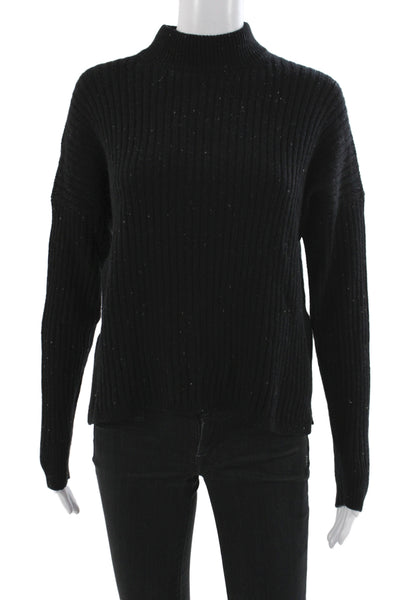 Madewell Women Black Mock Neck Pullover 70% Recycled Cashmere Longsleeve Size S