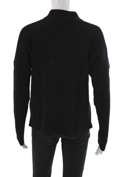 Madewell Women Black Mock Neck Pullover 70% Recycled Cashmere Longsleeve Size S