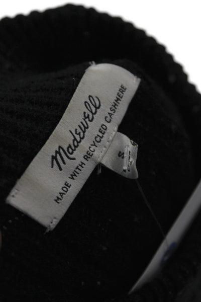 Madewell Women Black Mock Neck Pullover 70% Recycled Cashmere Longsleeve Size S