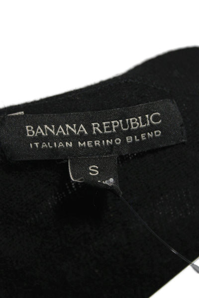 Banana Republic Women Merino Wool Crewneck Pullover Black Long Sleeve Size S