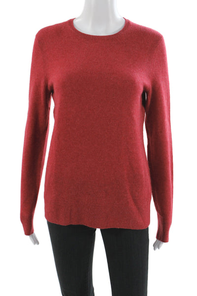 Saks Fifth Avenue Women Red 100% Cashmere Crew Neck Pullover Sweater Size S