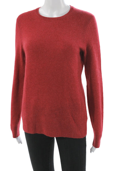 Saks Fifth Avenue Women Red 100% Cashmere Crew Neck Pullover Sweater Size S