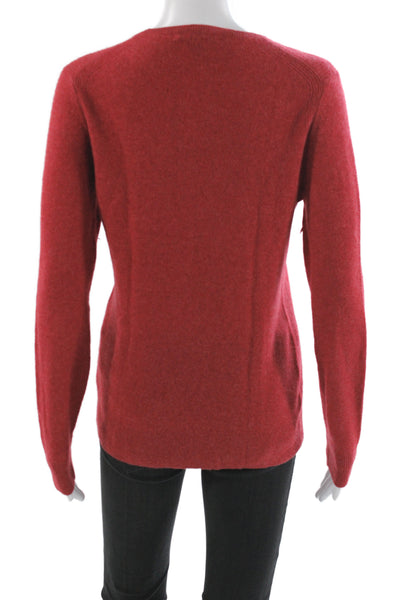 Saks Fifth Avenue Women Red 100% Cashmere Crew Neck Pullover Sweater Size S