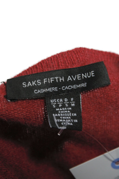 Saks Fifth Avenue Women Red 100% Cashmere Crew Neck Pullover Sweater Size S
