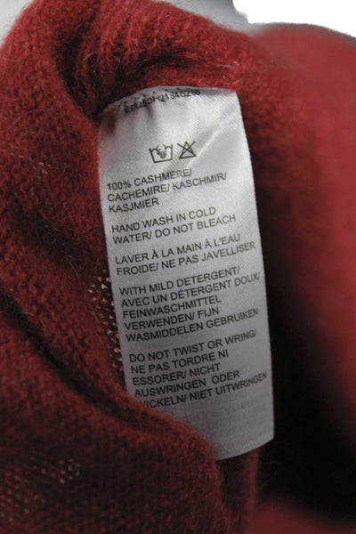 Saks Fifth Avenue Women Red 100% Cashmere Crew Neck Pullover Sweater Size S