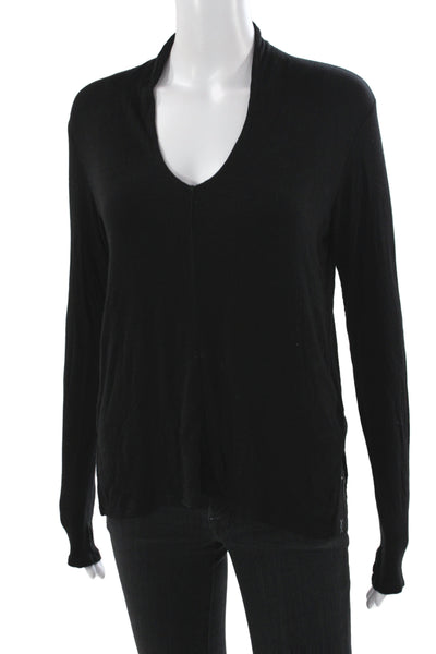 Feel the Piece Terre Jacobs Womens Black V-Neck Long Sleeve T-Shirt Size XS