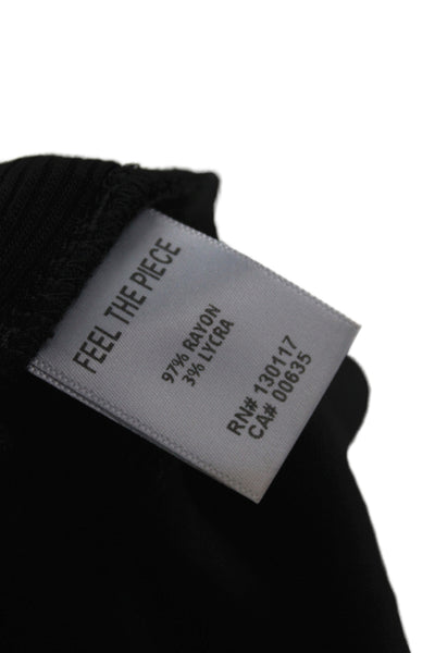 Feel the Piece Terre Jacobs Womens Black V-Neck Long Sleeve T-Shirt Size XS
