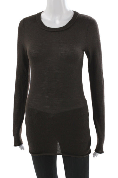 Scoop Women Pullover Sweater Brown 100% Cashmere Scoop Neck Long Sleeve Size S