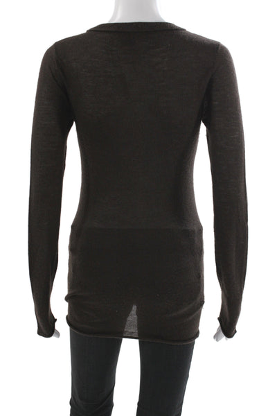 Scoop Women Pullover Sweater Brown 100% Cashmere Scoop Neck Long Sleeve Size S