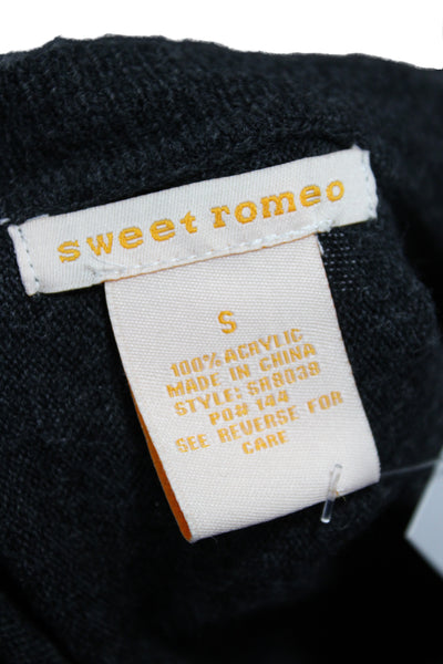 Sweet Romeo Women Pullover Sweater Gray Crew Neck Long Sleeve Acrylic Size S