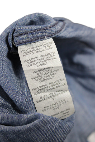 J Crew Women Blue Basic Button-Up Collared Long Sleeve Shirt Size 2