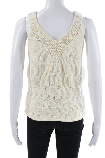 Zara Women Ivory V-Neck Sweater Vest Sleeveless Casual Fall Size S