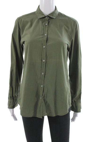 Hartford Women Basic Collared Button-Up Green Cotton Long Sleeve Size 1