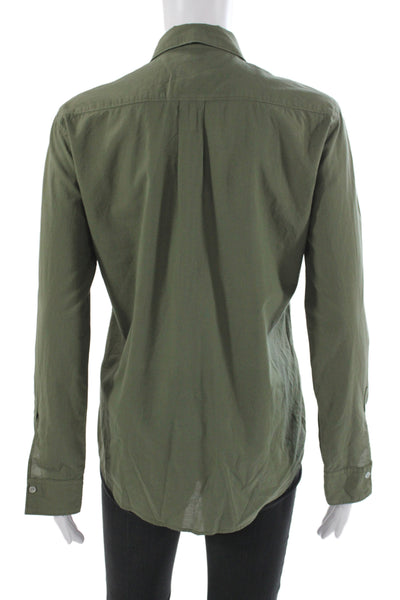 Hartford Women Basic Collared Button-Up Green Cotton Long Sleeve Size 1