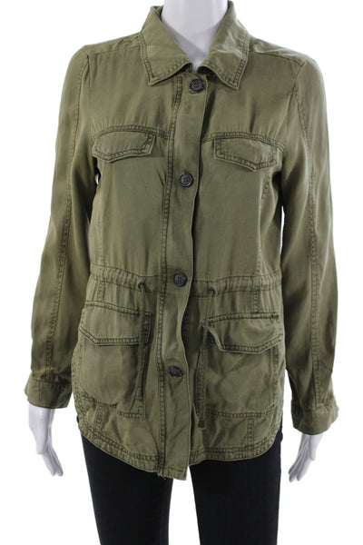 Thread & Supply Women Military Jacket Green Lyocell Button Long Sleeve Size S