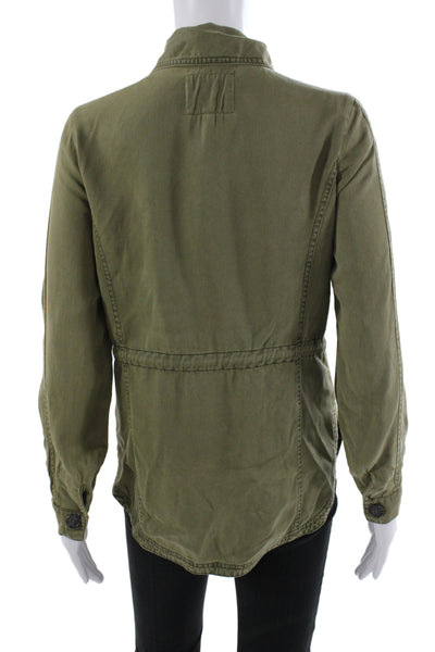 Thread & Supply Women Military Jacket Green Lyocell Button Long Sleeve Size S