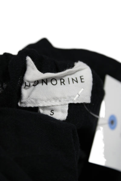 Honorine Women Black Cotton Tunic Blouse Round Neck Sleeveless Boho Size S