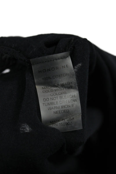 Honorine Women Black Cotton Tunic Blouse Round Neck Sleeveless Boho Size S